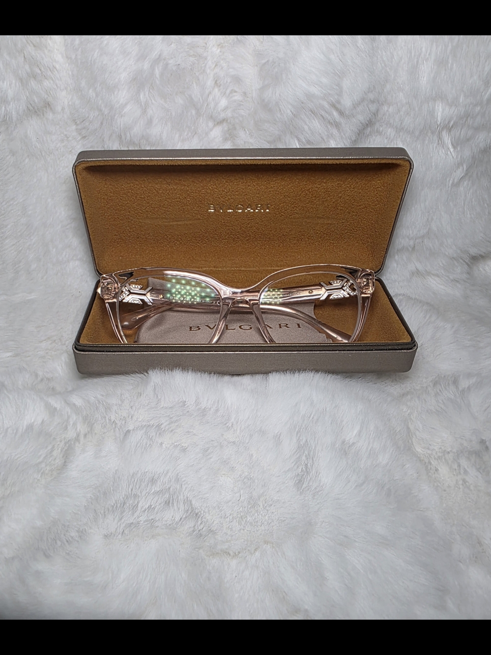 Bulgari Blush Pink Crystal Accent Women's Eyeglass